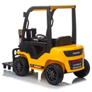 a yellow battery operated kids ride on forklift truck 