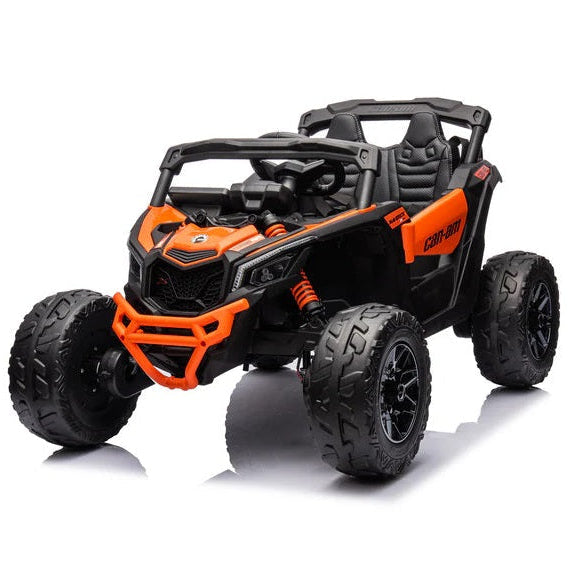 orange and black kids ride on can am maverick jeep 