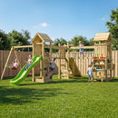 children's climbing tower with slide and connected bridges