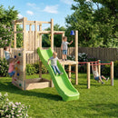 a multi gym climbing tower with gym bars, 8ft slide and climbing ropes 