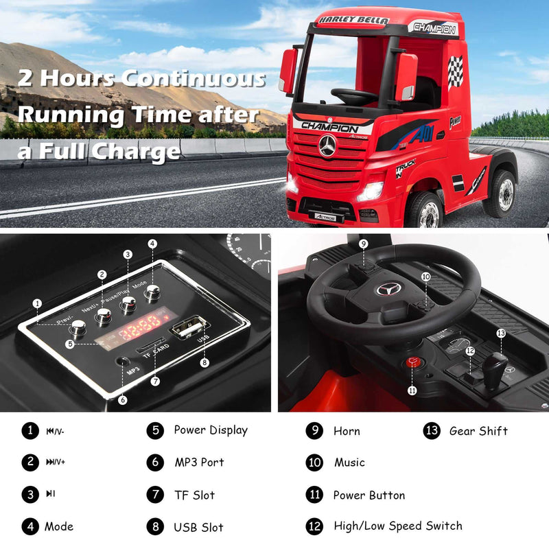red mercedes truck for kids to drive