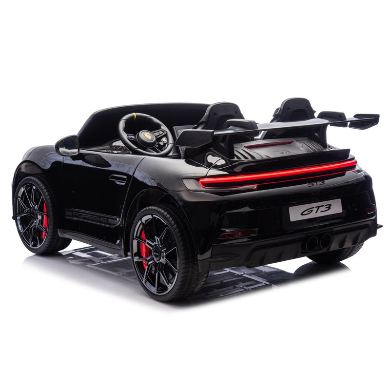 a black kids porsche 911 gt3 ride on kids car with a parent remote control 