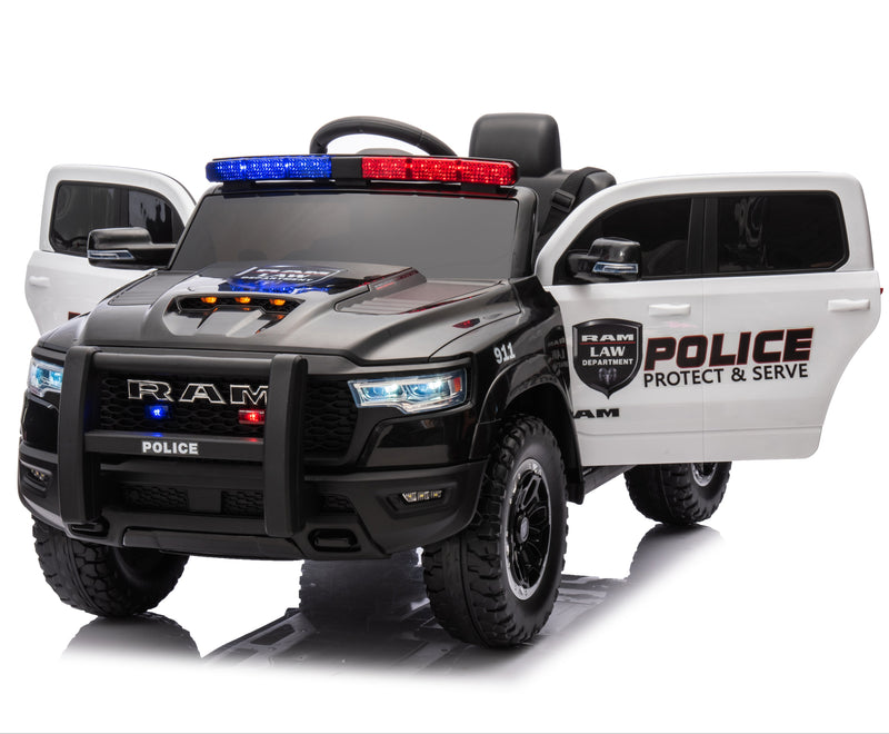 large and powerful kids ride on police jeep with lights 