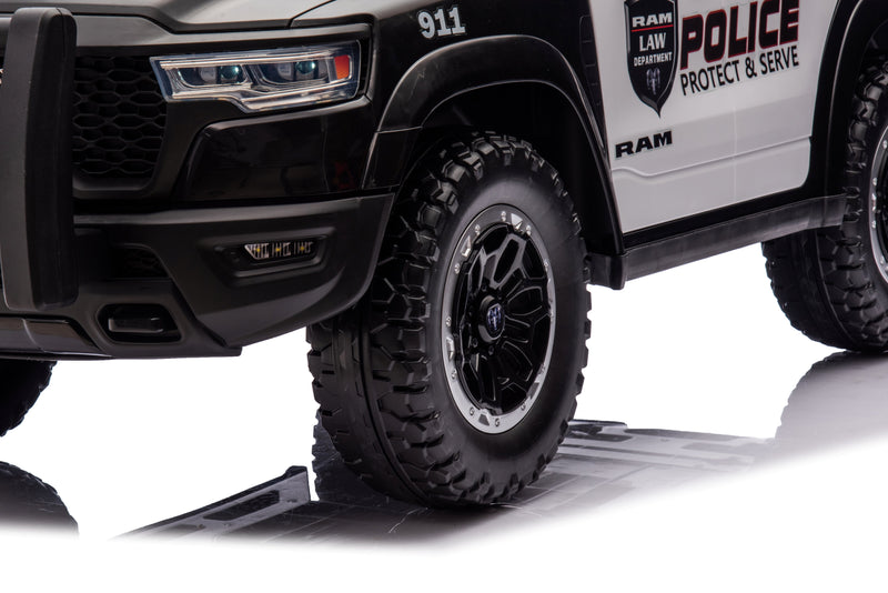 kids ride on police car with lights, parent remote control and safety belt