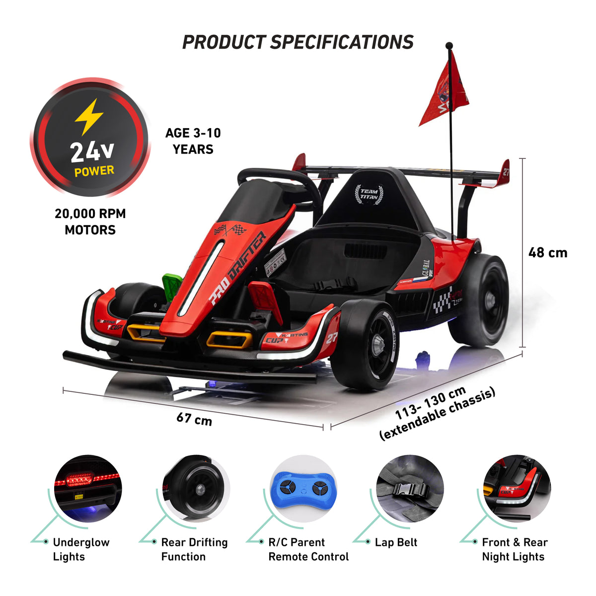 Remote Control Children's Go Kart Electric RiiRoo MaxDriftz