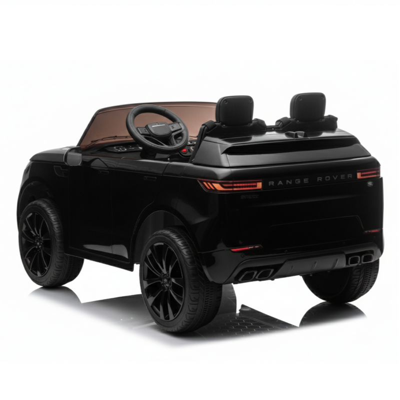 Black range rover 24v ride on toy car resembling a luxury vehicle on a white background