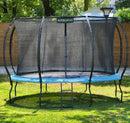 a large 12ft airborne pro trampoline with a safety net and access ladder 