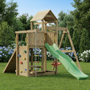 a mutli funplay tower with slide , ropes, ladders and a look out tower all built into one full play centre 