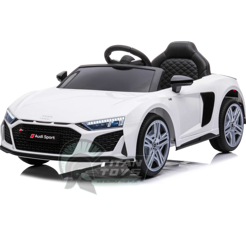 12v Audi R8 Spyder Kids Electric Rid On Car - White - Titan Toys 