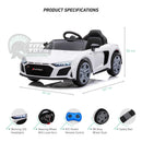 12v Audi R8 Spyder Kids Electric Rid On Car - White - Titan Toys 