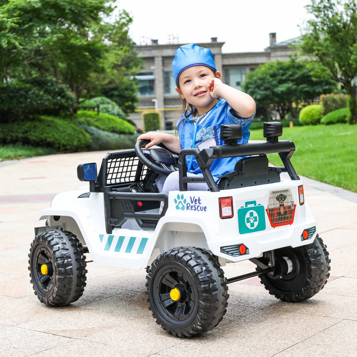 Buy 12V Kids Electric Ride On Vet Rescue Jeep Car With Costume