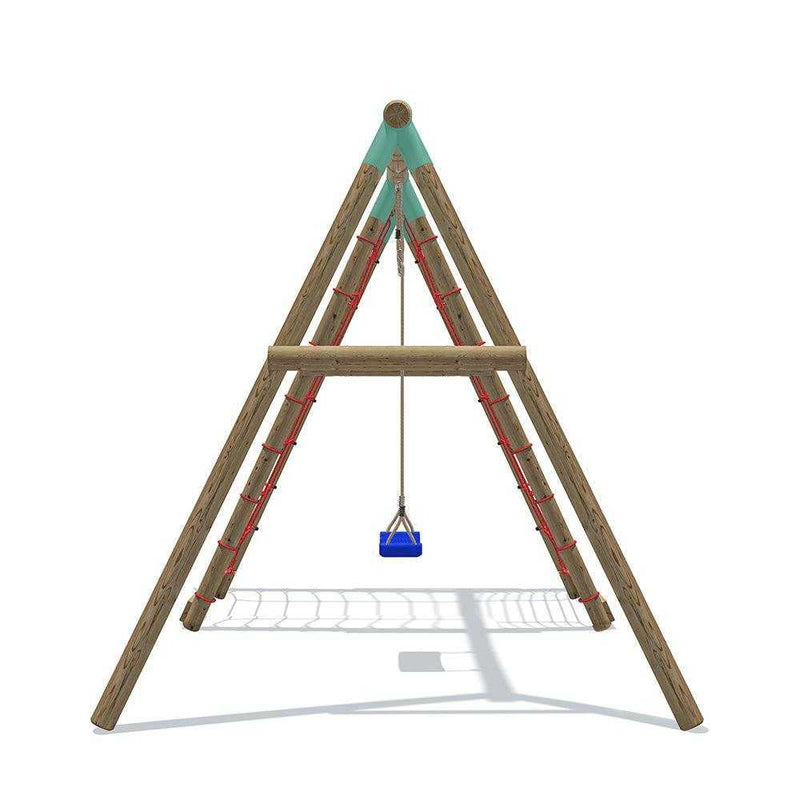 climbing frame with swing and cargo net 