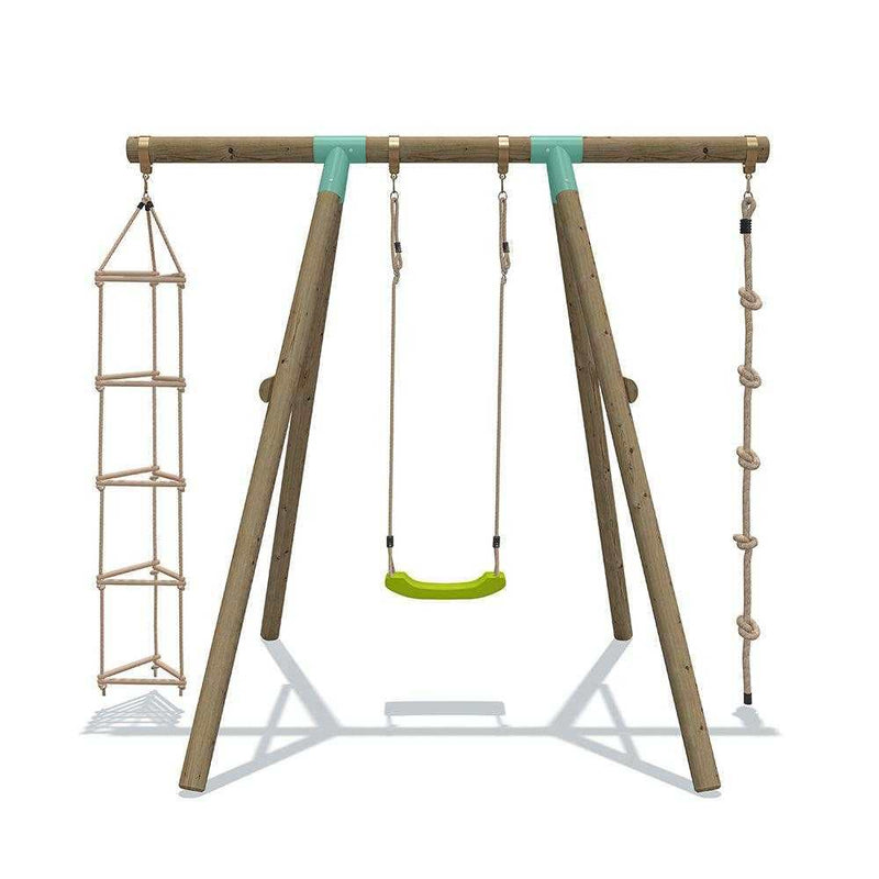 swing set with rope ladder and climbing rope 