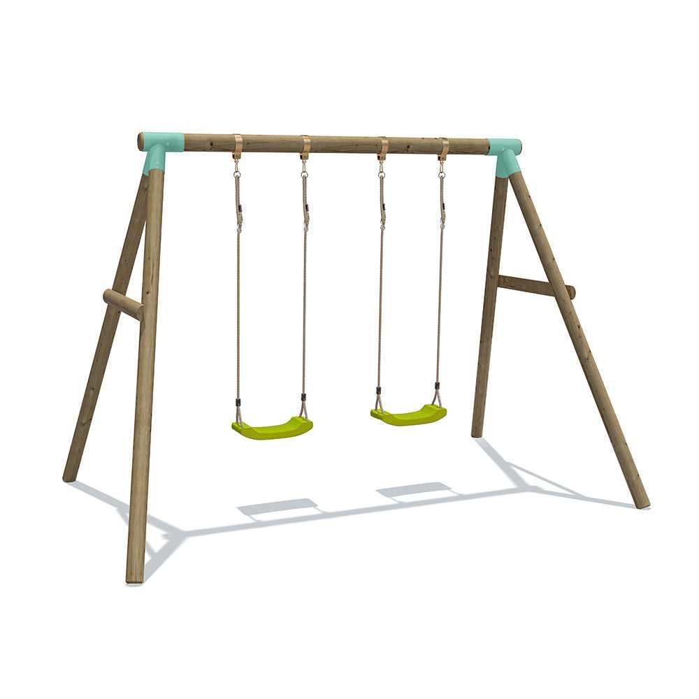 Go Wild Double Seat Wooden Swing Set