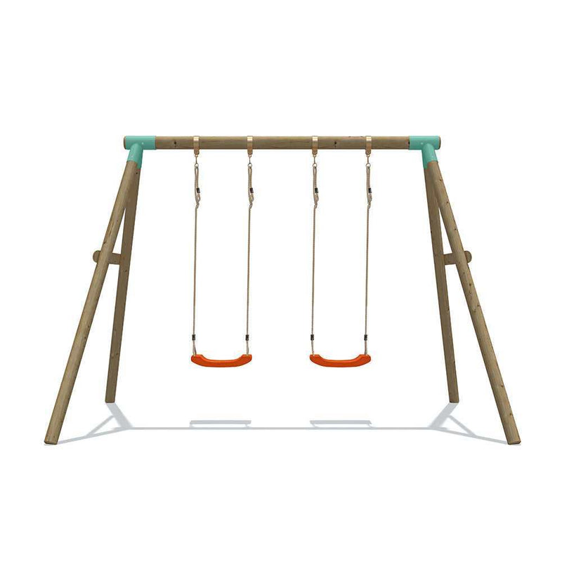 double swing set wooden 