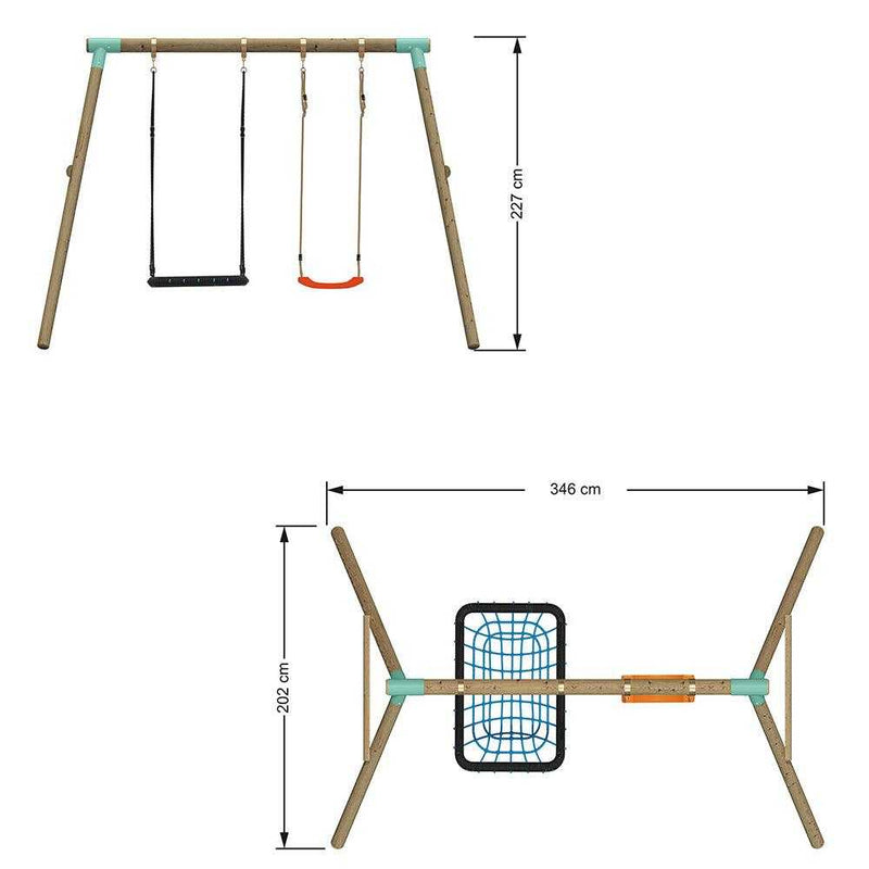 wooden garden swing with net nest swing and single seat outdoor toys 
