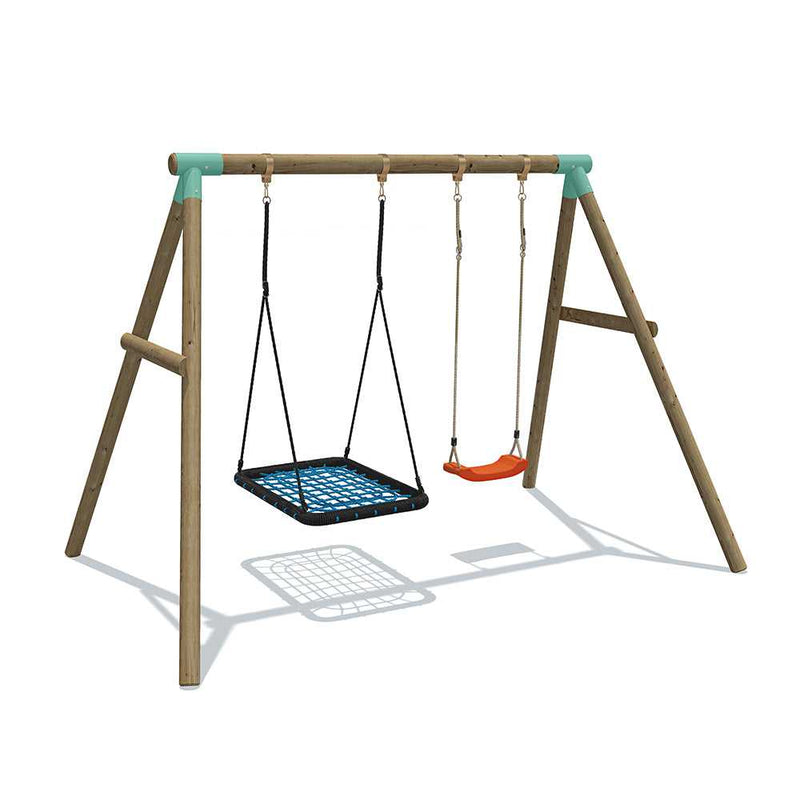 double swing set wooden outdoortoys