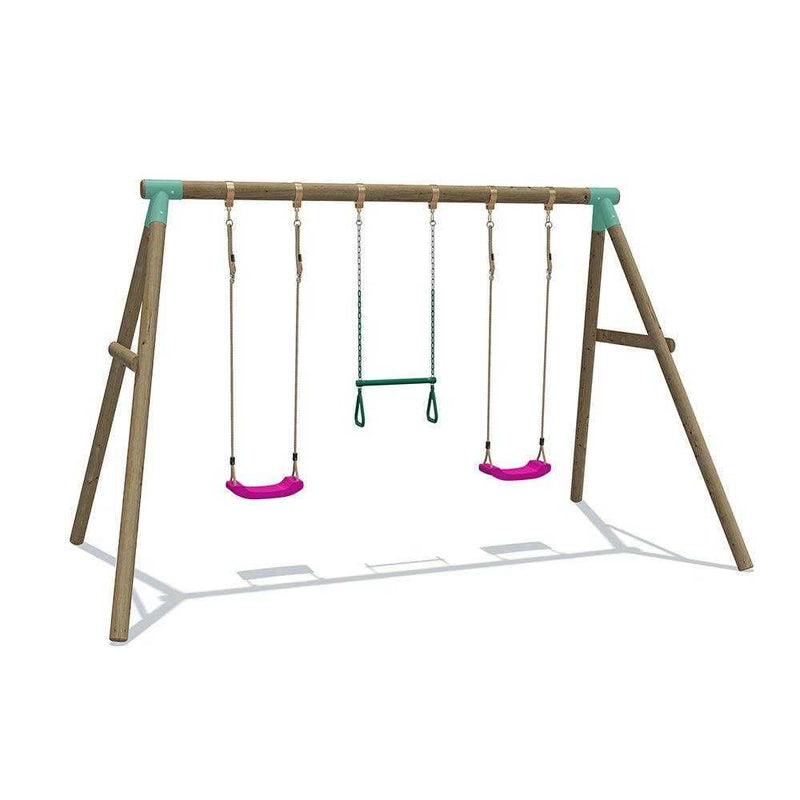 wooden swing set with free uk delivery . comes with trapeze bars and swing seats