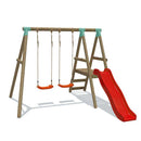 Go Wild Wooden Double Swing & Slide Set - Titan Toys 