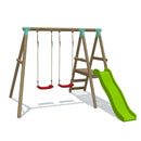 Go Wild Wooden Double Swing & Slide Set - Titan Toys 
