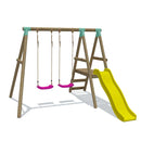 Go Wild Wooden Double Swing & Slide Set - Titan Toys 