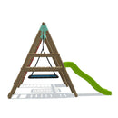 Go Wild Wooden Rectangle Nest Swing Set With Climbing Wall & 6ft Slide - Titan Toys 