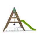 Go Wild Wooden Swing Set With Climbing Wall & 6ft Slide - Titan Toys 