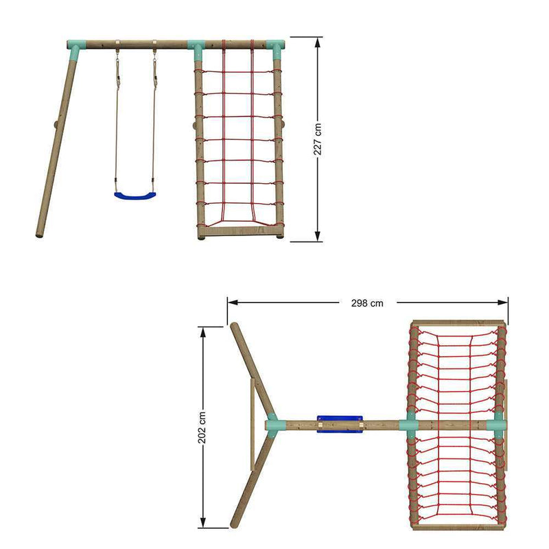 climbing frame swing with double cargo net 