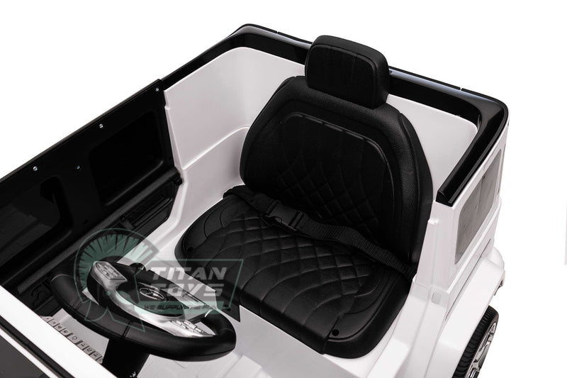 Licensed 12v Mercedes G63 G Wagon Kids Ride On Jeep - White - Titan Toys 